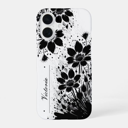 Inktgespatte Bloem iPhone 16 Hoesje (Achterkant)