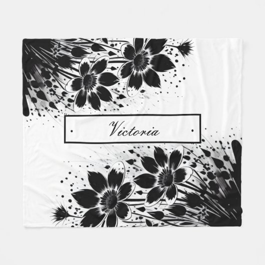 inktgespetterde bloei fleece deken (Voorkant (Horizontaal))