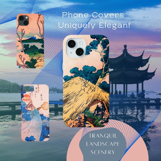 Inktgrafiek Aziatisch Landschap iPhone 15 Case