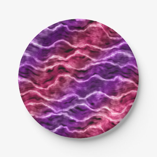 inktige golven - verloop roze : papieren bordje (Voorkant)