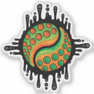 Inktige Octopus Tentakel Yin Yang Symbool Sticker