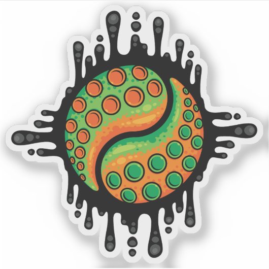 Inktige Octopus Tentakel Yin Yang Symbool Sticker (Voorkant)
