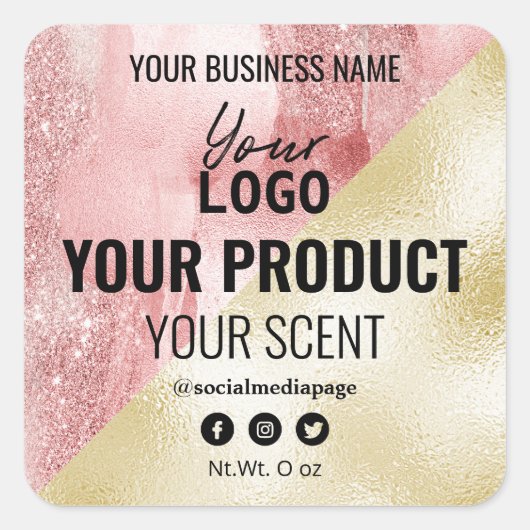 Inktkaars Huidverzorging en schoonheidsetiketten R Vierkante Sticker (Voorkant)