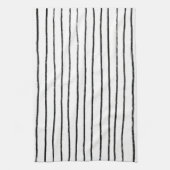 Inktlijnen Chique Hand getrokken strepen Zwart & W Theedoek (Verticaal)