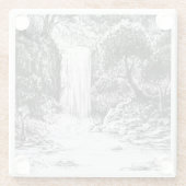 Inktober 2018 Dag 21 - Waterval in het Bos Glazen Onderzetter (Achterkant)