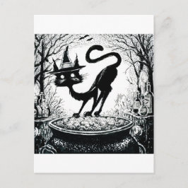Inktober 2018 Dag 4 - Heksenkat Briefkaart