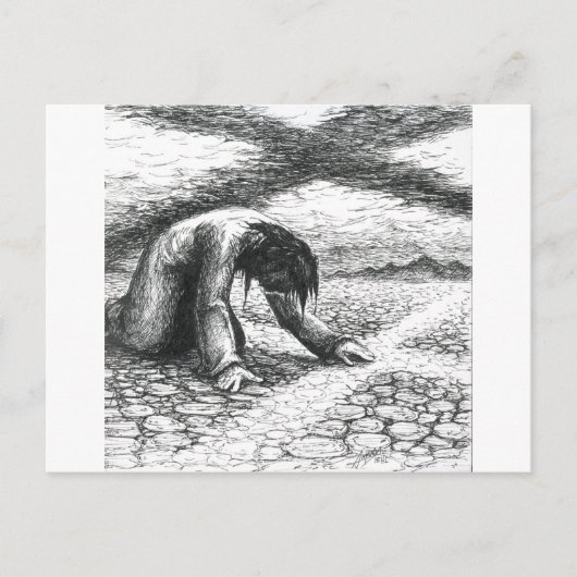 Inktober 2018 Dag 7 - Uitgeput Briefkaart (Voorkant)