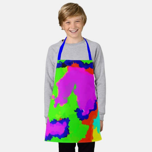 Inktplons Kleurrijk Abstract Schilderen Blauw Groe Schort (Gedragen)