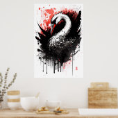 Inktportret van een zwaan poster (Keuken)