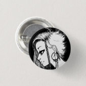 Inktportretten (Panya) Ronde Button 3,2 Cm (Voorkant /achterkant)