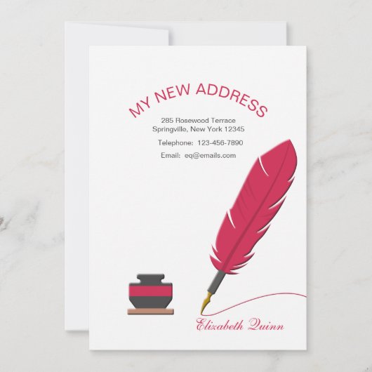 Inktpot en ganzenveer verhuizen mededeling aankondiging (Voorkant)