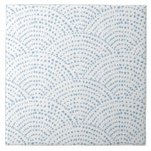 Inktpuntschalen - blauwe grijze E op wit Tegeltje (Voorkant)