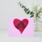 Inktrode Valentijn Hart op roze achtergrond Feestdagenkaart (Staand voorkant)
