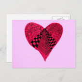 Inktrode Valentijn Hart op roze achtergrond Feestdagenkaart (Voorkant / Achterkant)