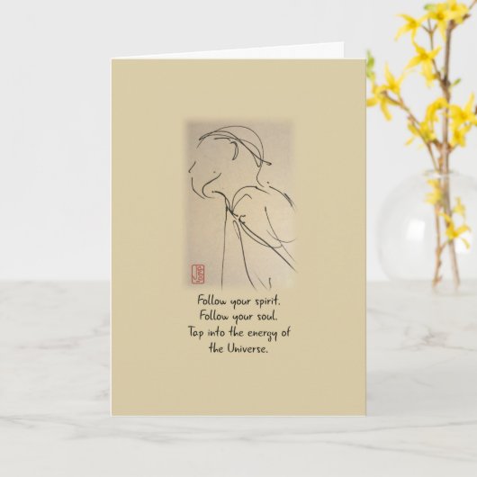 Inktschets Man Aanmoediging van ons Kaart (Gele Bloem)