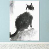 Inktschilderij Schattigee Cat Wall Art Canvas Art  Afdruk (Insitu (Houten vloer))