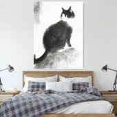 Inktschilderij Schattigee Cat Wall Art Canvas Art Afdruk (Insitu (Slaapkamer))