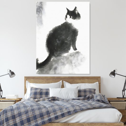 Inktschilderij Schattigee Cat Wall Art Canvas Art  Afdruk (Insitu (Slaapkamer))