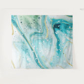 Inktspat Teal Marmer Gouden Fotocabine Achtergrond Wandkleed (Voorkant (horizontaal))