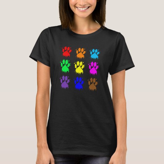 Inktspatten Hondenpoot Patroon T-shirt (Voorkant)