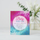 Inktsplash Blauw Roze Genderonderzoek Uitnodiging (Staand voorkant)