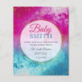 Inktsplash Blauw Roze Genderonderzoek Uitnodiging (Voorkant)