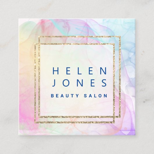 inktsplash-waterverf vierkante visitekaartje (Voorkant)