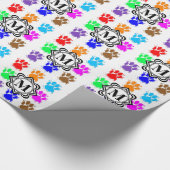 Inktsplatter-honden met monogram cadeaupapier (Hoek)