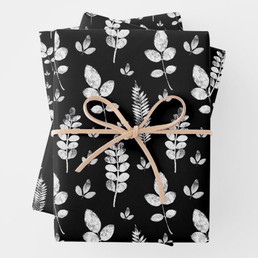 Inktstempel zwart-wit weide inpakpapier vel (In situ)