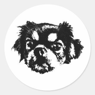 Inktstijl Chihuahua-sticker – Zoet & Eenvoudig Ronde Sticker