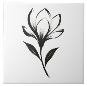Inktstijl Magnolia – Elegante Bloemendesign op Tegeltje