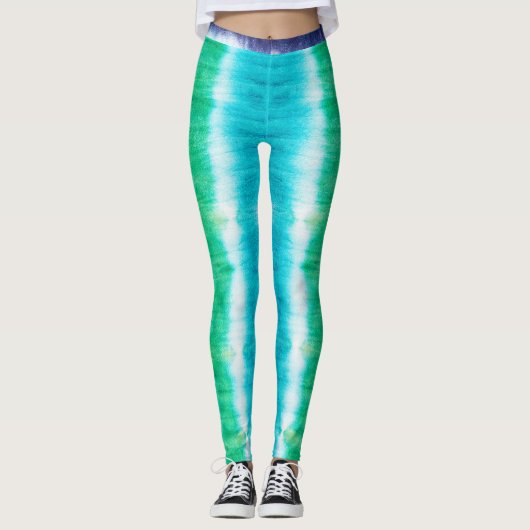 Inktstrepen Zomervibes Tie Dye Leggings (Voorkant)
