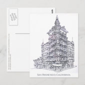 Inkttekening Columbus Tower, San Francisco, CA Briefkaart (Voorkant / Achterkant)