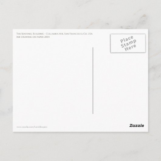 Inkttekening Columbus Tower, San Francisco, CA Briefkaart (Achterkant)