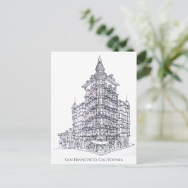 Inkttekening Columbus Tower, San Francisco, CA Briefkaart