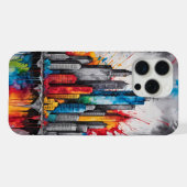 Inkttekening met spat-effekt Wolkenkrabbers Silhou iPhone Hoesje (Achterkant horizontaal)