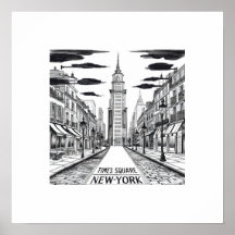  inkttekening van Times Square Street Network