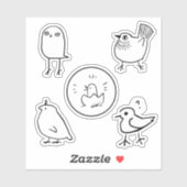 Inkttekening Vogels Sticker Sheet (Vel)