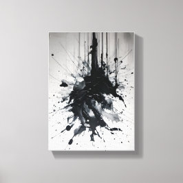 Inktuitbarsting dramatische zwarte spetter canvas afdruk