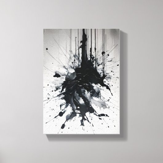 Inktuitbarsting dramatische zwarte spetter canvas afdruk (Voorkant)