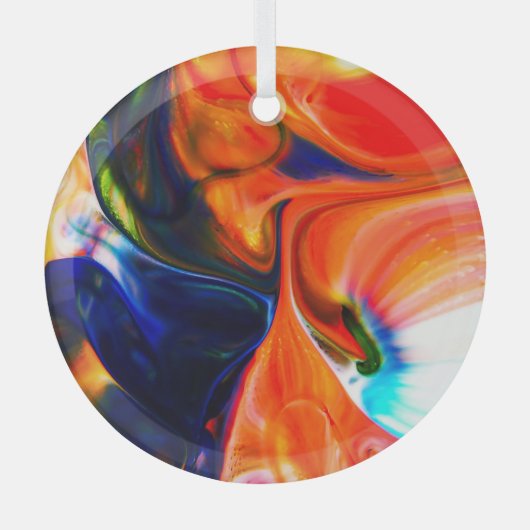 Inktverf exploderen: kleurrijk Abstract Glas Ornament (Voorkant)
