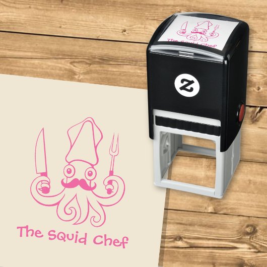Inktvis Chef Cartoon Zelfinktende Stempel