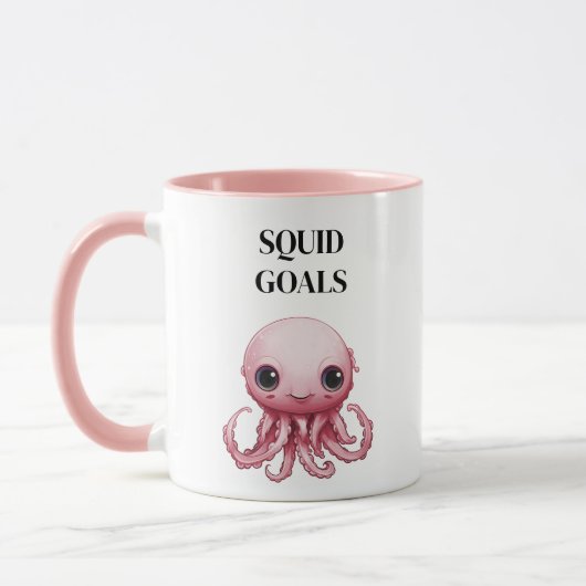 Inktvis Doelen Roze Cute Mok (Links)