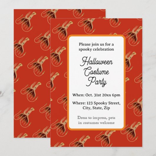  inktvis Halloween Party Kaart (Voorkant / Achterkant)