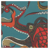 inktvis inkt turquoise stof (Close Up)