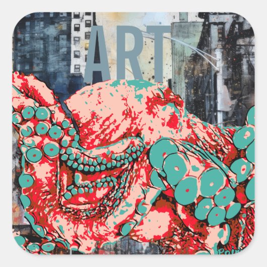 inktvis kunst sticker (Voorkant)