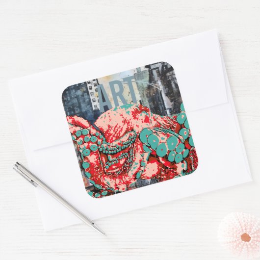 inktvis kunst sticker (Envelop)