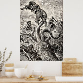  inktvis met zeeman poster (Keuken)