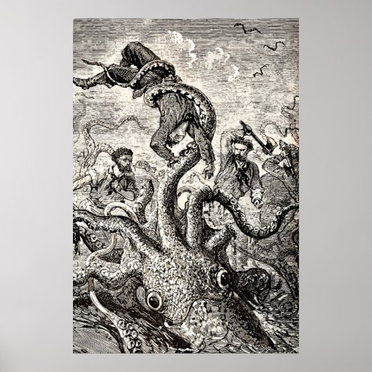  inktvis met zeeman poster (Voorkant)