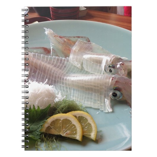 Inktvis Sashimi Japanse Maaltijd Serveren Lunch Di Notitieboek (Voorkant)
